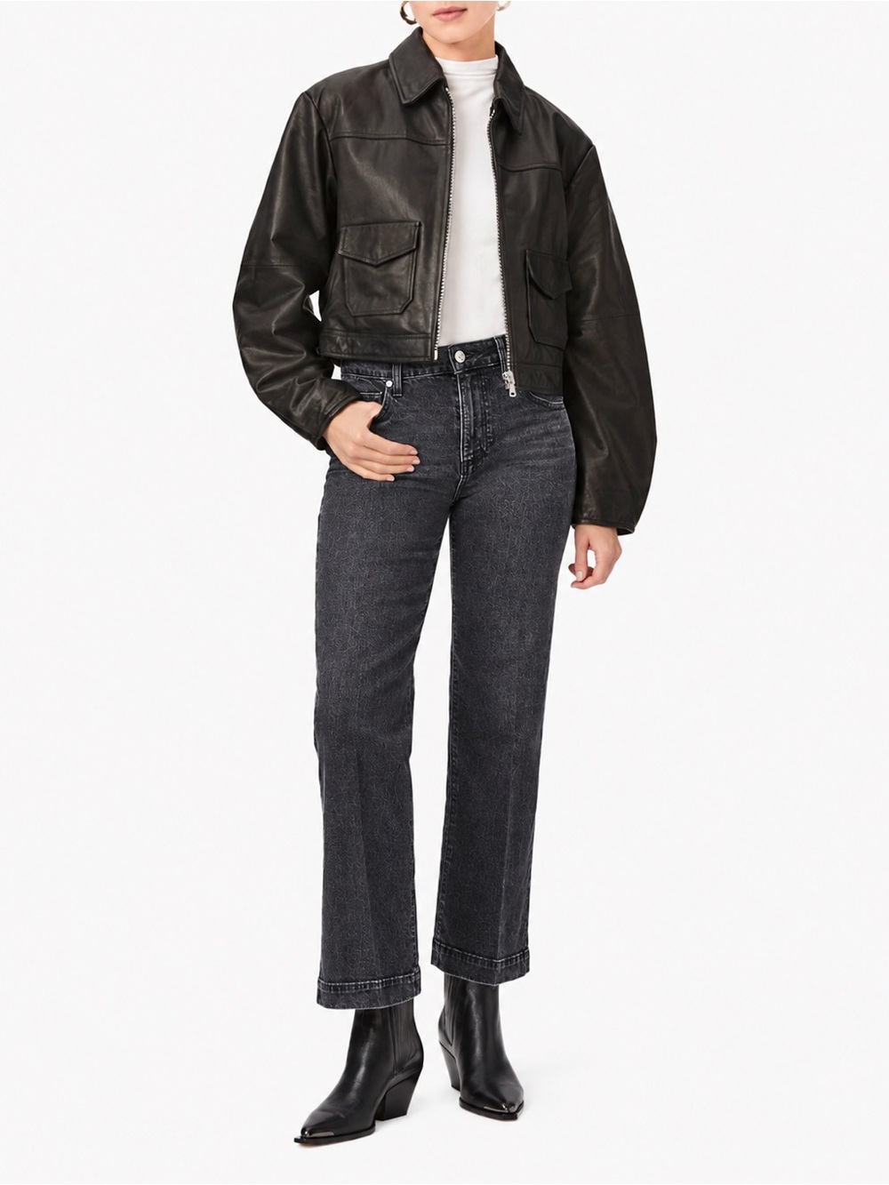 PAIGE Leenah Ankle Jeans Washed Black Size 32